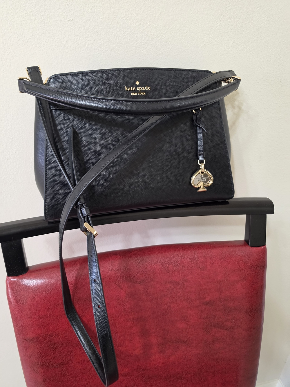 kate spade New York Black Crossbody Bag with Spade Charm